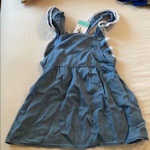 Blue dress with lace trim